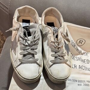 Golden Goose White and Gray Athletic Shoes